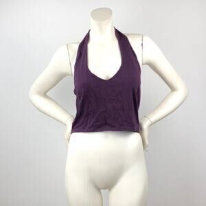 Express Medium NWT Womens Eggplant Purple Halter Crop Tank